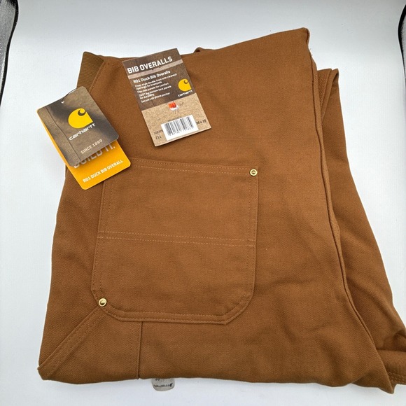 Carhartt R01 Duck Bib Overalls Double Front Chap Knee Pads Mens 38x28 NWT NOS